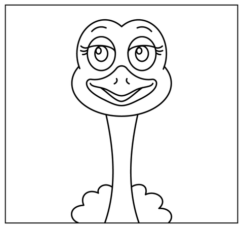 Cartoon Ostrich Selfie Coloring Page